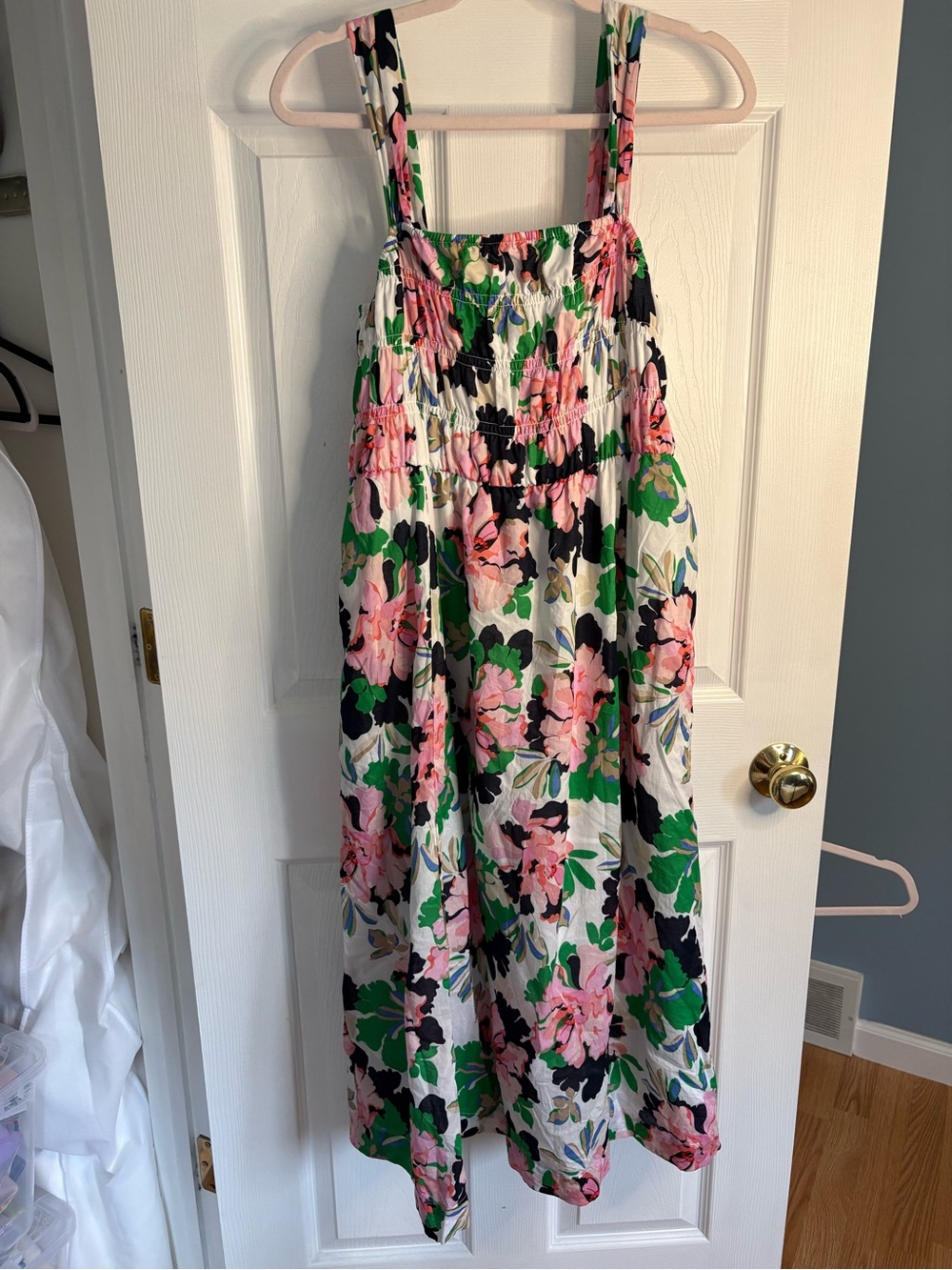 Tommy Hilfiger White Floral Sundress with Pink & Green Blooms